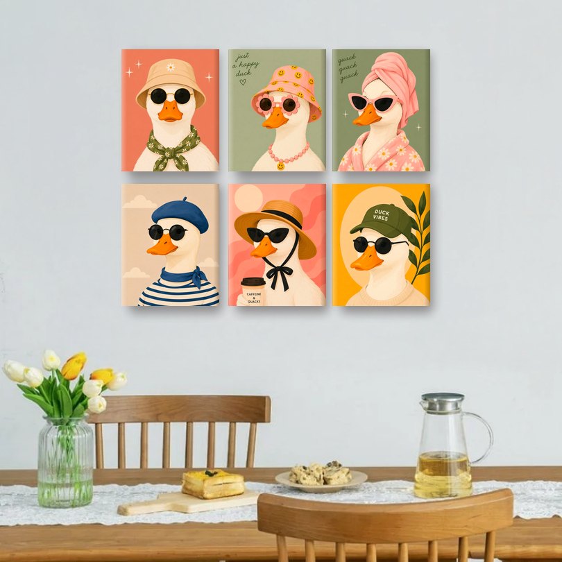 6 Mini-Gemälde | Funky Ente Set