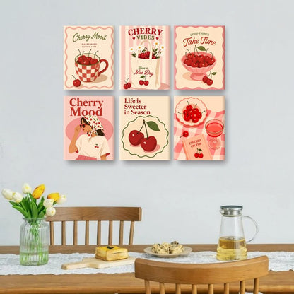 6 Mini-Gemälde | Kirsch-Stimmung Set