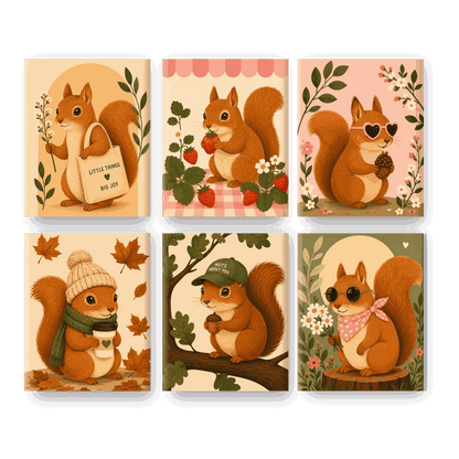 6 Mini-Gemälde | Kleines Eichhörnchen Set - Malen nach Zahlen
