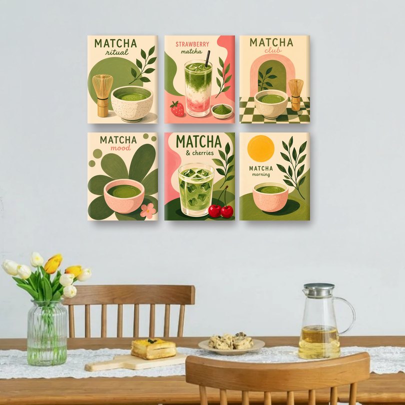 6 Mini-Gemälde | Matcha Ritual Set