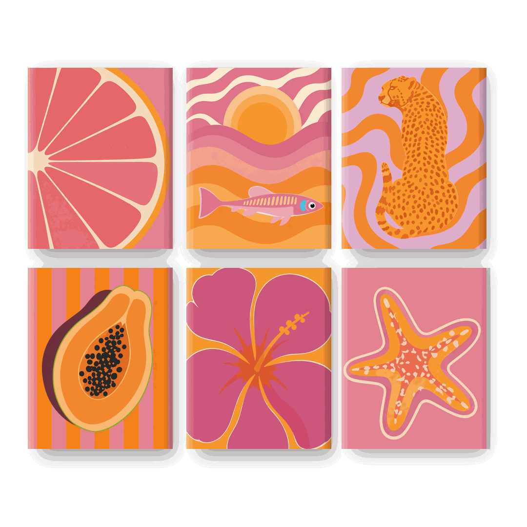 6 Mini-Gemälde | Hot Tropic Set - Malen nach Zahlen