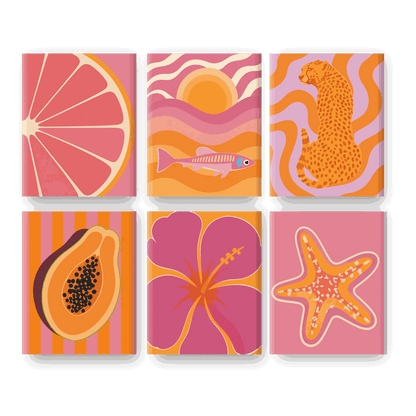 6 Mini-Gemälde | Hot Tropic Set - Malen nach Zahlen