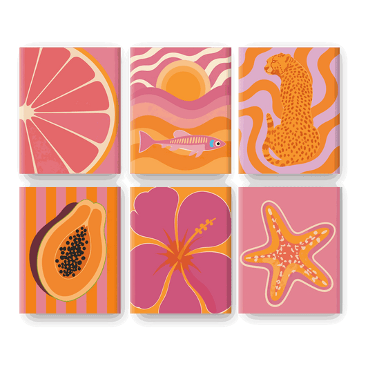 6 Mini-Gemälde | Hot Tropic Set - Malen nach Zahlen