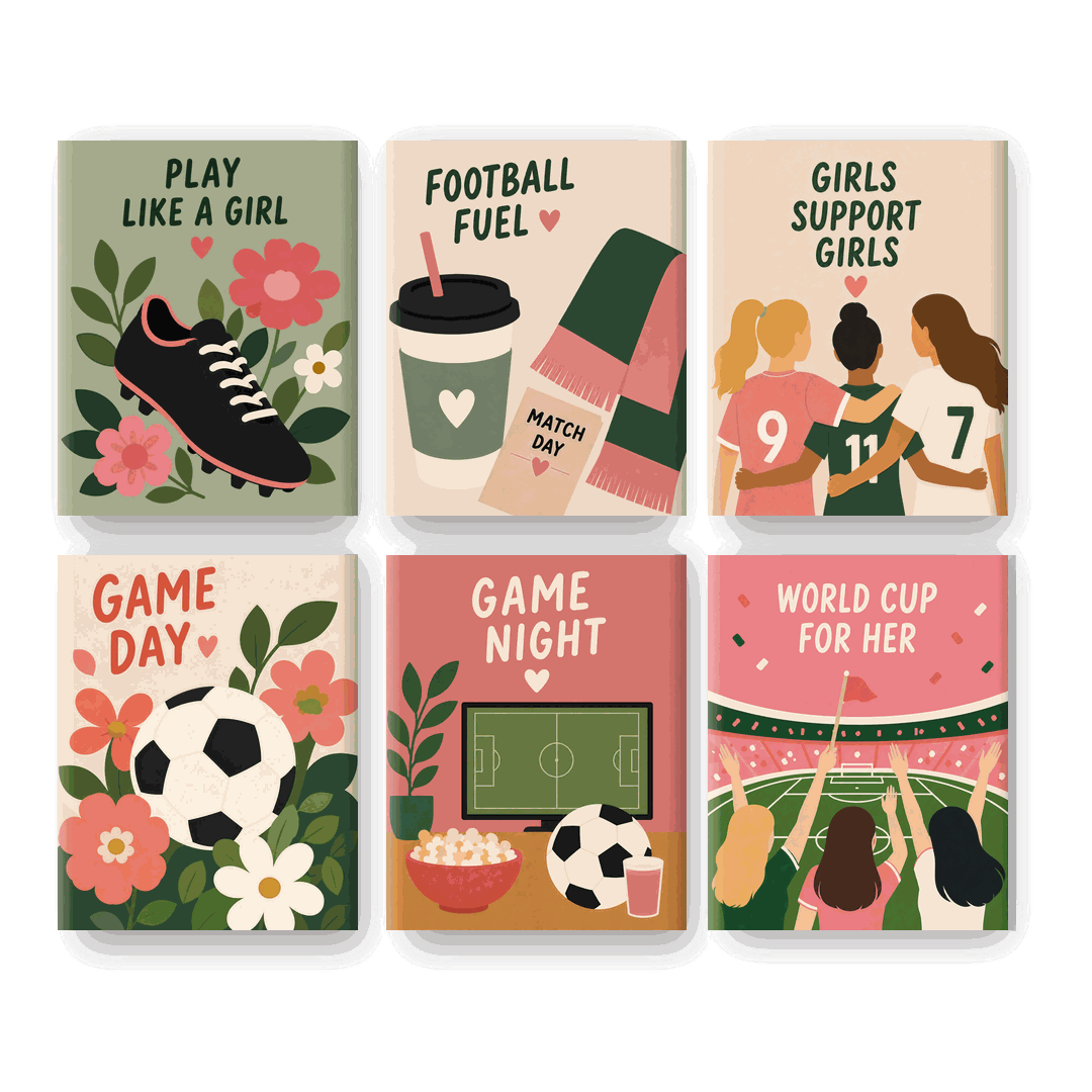 6 Mini-Gemälde | Fußball-Mädchen Set - Malen nach Zahlen