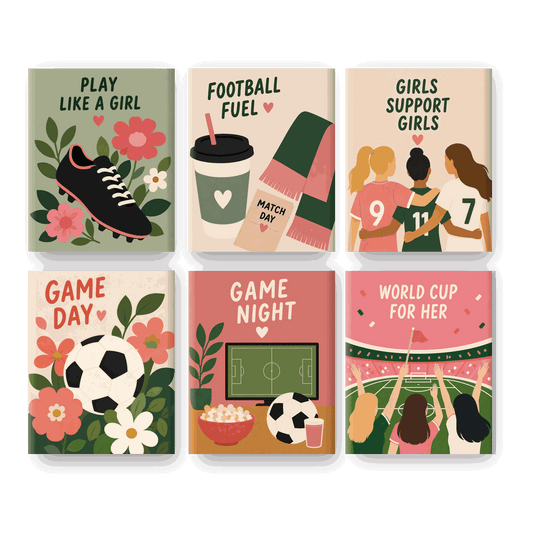 6 Mini-Gemälde | Fußball-Mädchen Set - Malen nach Zahlen