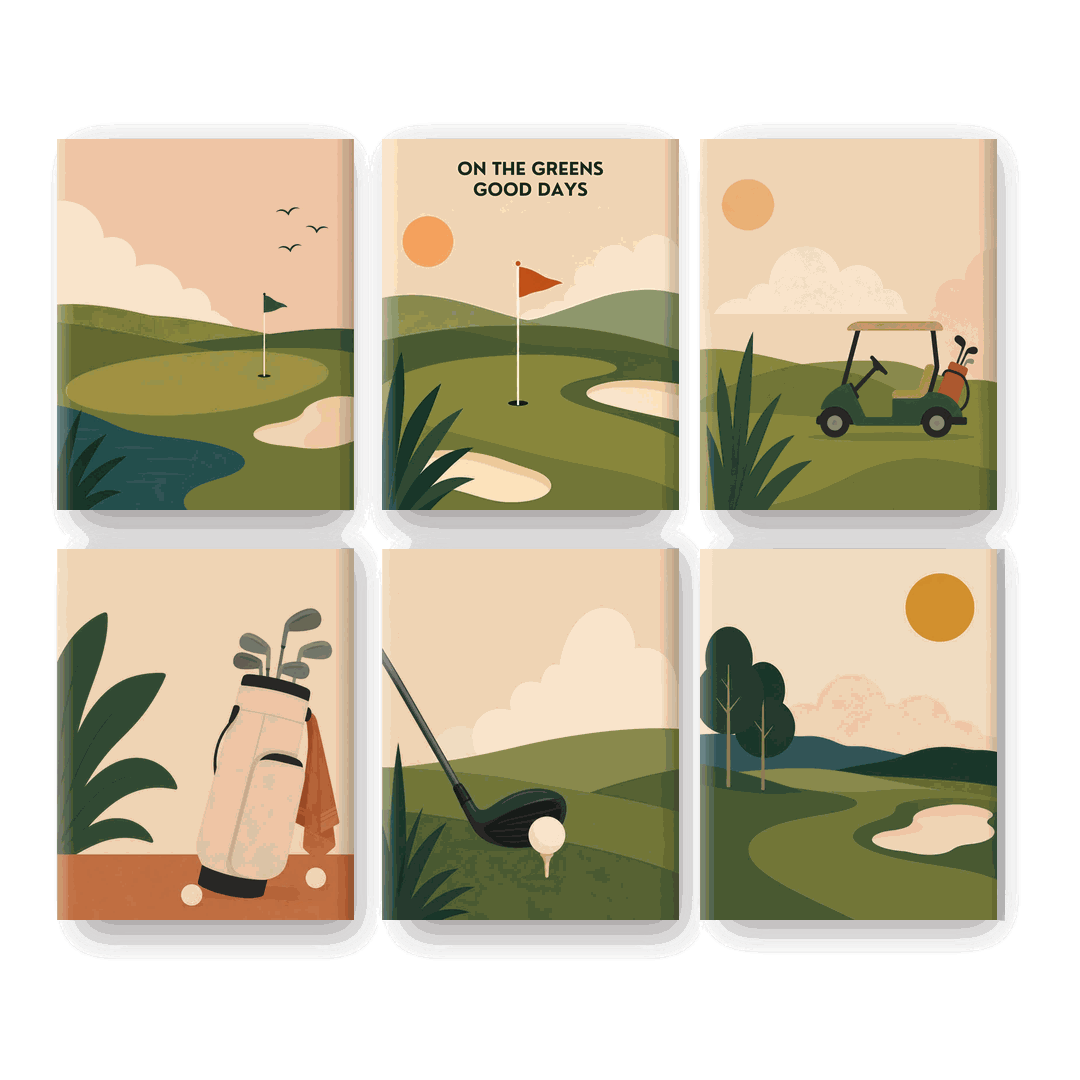 6 Mini-Gemälde | Golfplatz Set - Malen nach Zahlen