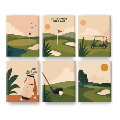 6 Mini-Gemälde | Golfplatz Set - Malen nach Zahlen