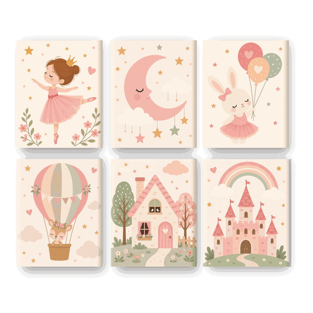 6 Mini-Gemälde | Kleine Ballerina Set - Malen nach Zahlen