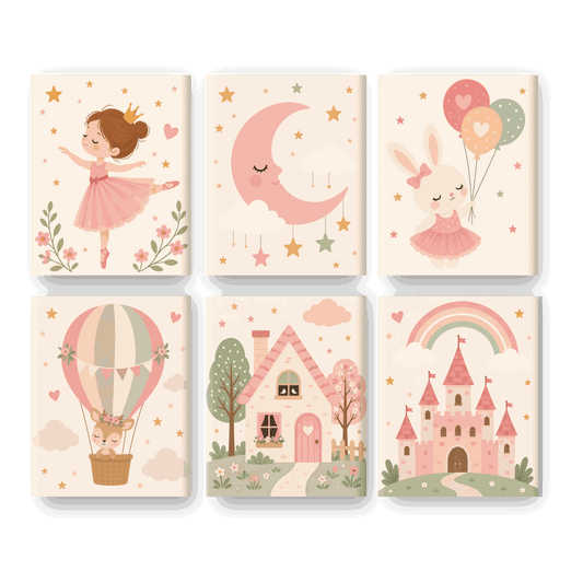6 Mini-Gemälde | Kleine Ballerina Set - Malen nach Zahlen