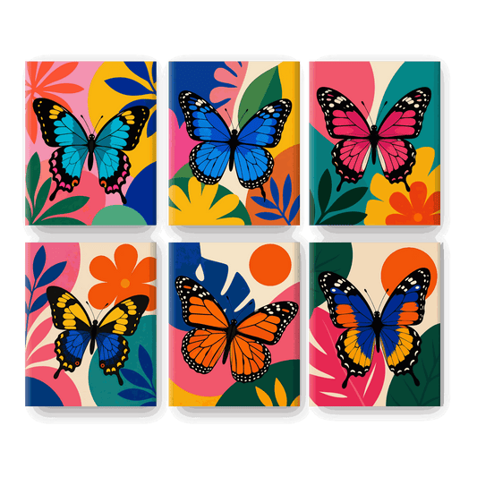 6 Mini-Gemälde | Tropischer Schmetterling Set - Malen nach Zahlen