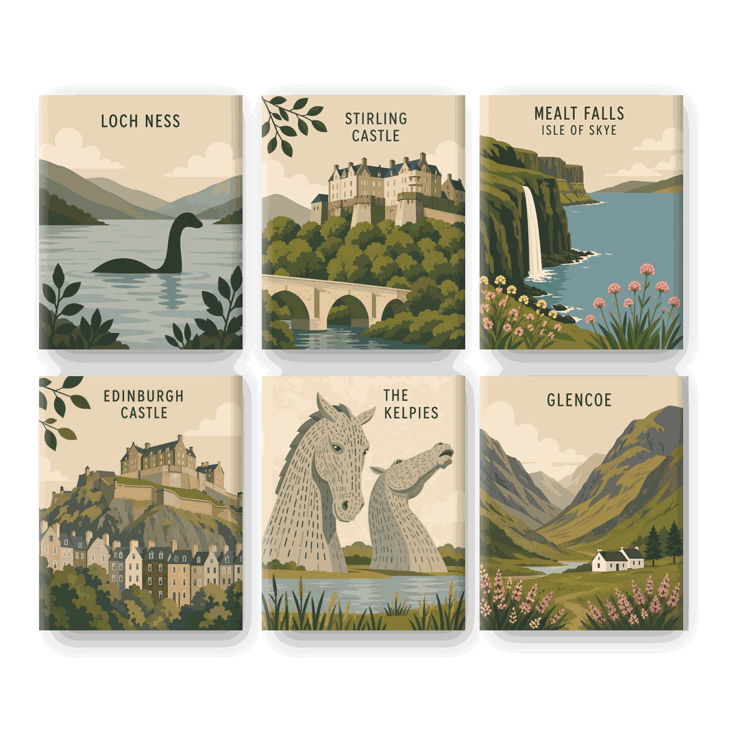 6 Mini-Gemälde | Loch Ness Set - Malen nach Zahlen