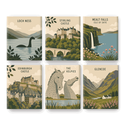 6 Mini-Gemälde | Loch Ness Set - Malen nach Zahlen