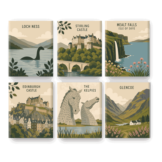 6 Mini-Gemälde | Loch Ness Set - Malen nach Zahlen