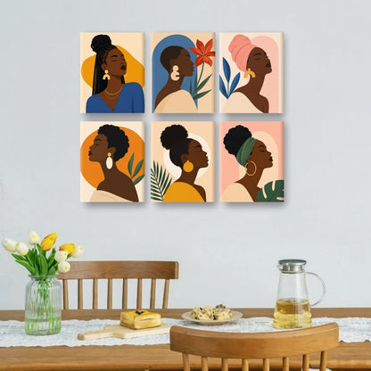 6 Mini-Gemälde | Golden Locs Set