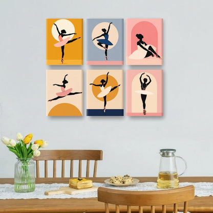 6 Mini-Gemälde | Ballett-Silhouette Set