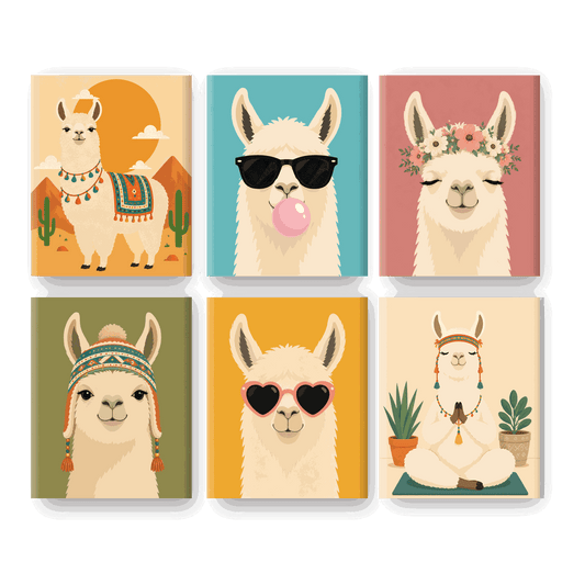 6 Mini-Gemälde | Lama Set - Malen nach Zahlen
