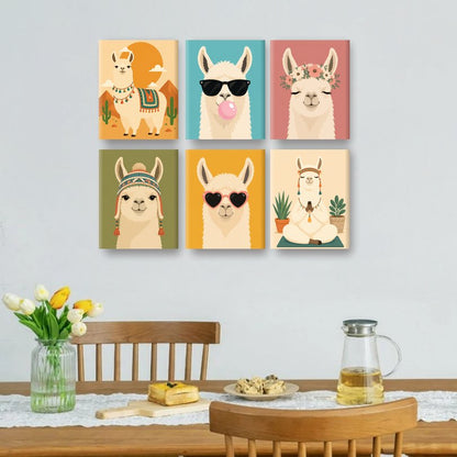 6 Mini-Gemälde | Lama Set