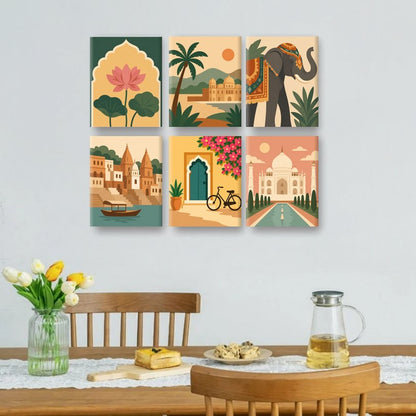 6 Mini-Gemälde | Heiliger Lotus Set