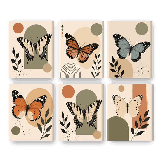 6 Mini-Gemälde | Schwalbenschwanz Set - Malen nach Zahlen