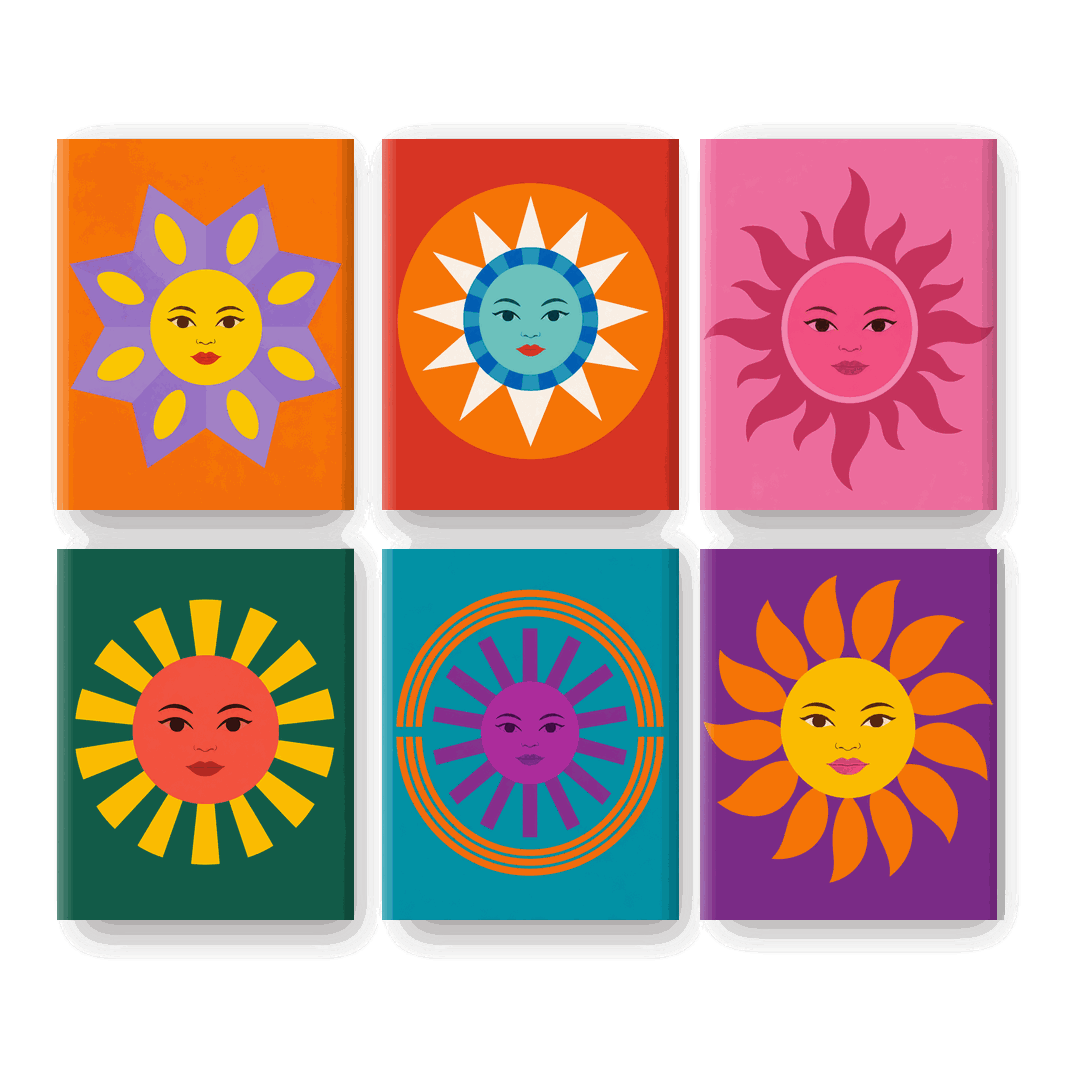 6 Mini-Gemälde | Sonnig Set - Malen nach Zahlen