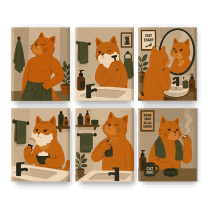 6 Mini-Gemälde | Katzen-Papa Set - Malen nach Zahlen