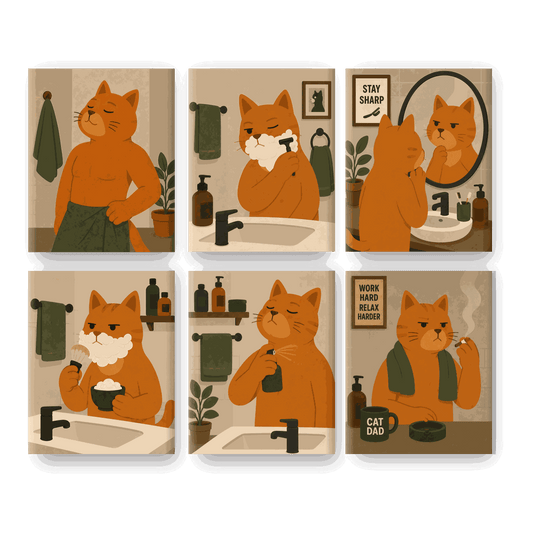 6 Mini-Gemälde | Katzen-Papa Set - Malen nach Zahlen