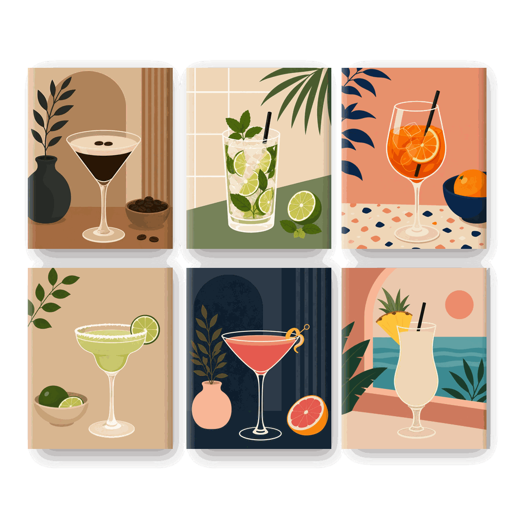 6 Mini-Gemälde | Spritz O'Clock Set - Malen nach Zahlen