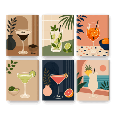 6 Mini-Gemälde | Spritz O'Clock Set - Malen nach Zahlen