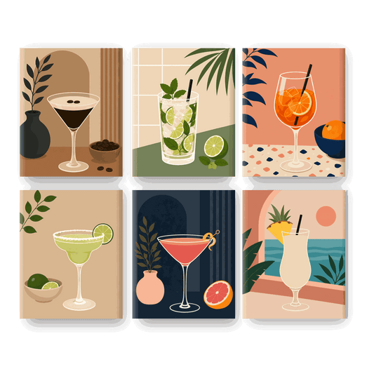 6 Mini-Gemälde | Spritz O'Clock Set - Malen nach Zahlen