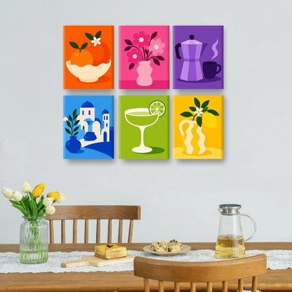 6 Mini-Gemälde | Bunte Vibes Set