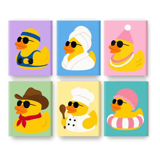 6 Mini-Gemälde | Enten-Party Set - Malen nach Zahlen