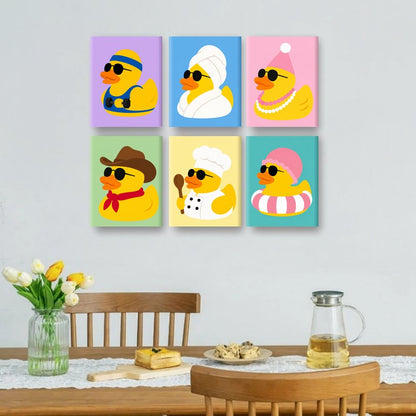 6 Mini-Gemälde | Enten-Party Set
