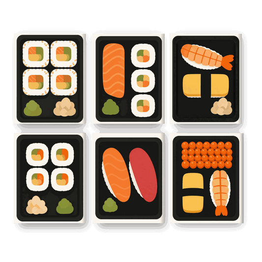 6 Mini-Gemälde | Sushi zum Mitnehmen Set - Malen nach Zahlen