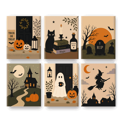 6 Mini-Gemälde | Halloween-Veranda Set - Malen nach Zahlen