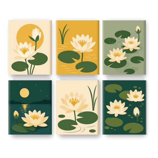 6 Mini-Gemälde | Lotus Set - Malen nach Zahlen