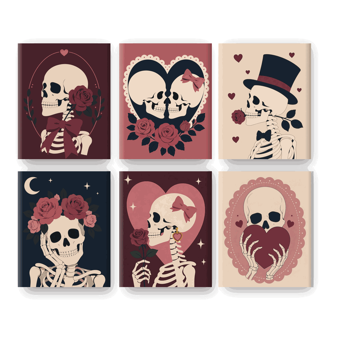 6 Mini-Gemälde | Dunkle Romanze Set - Malen nach Zahlen