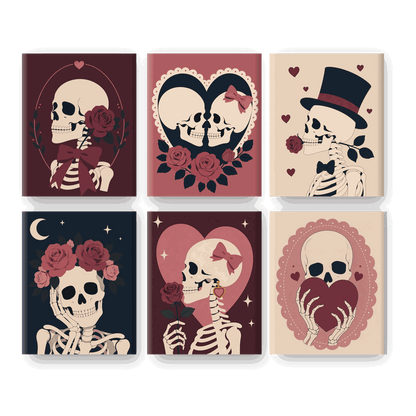 6 Mini-Gemälde | Dunkle Romanze Set - Malen nach Zahlen