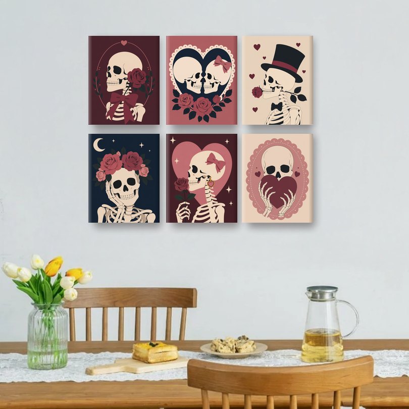6 Mini-Gemälde | Dunkle Romanze Set