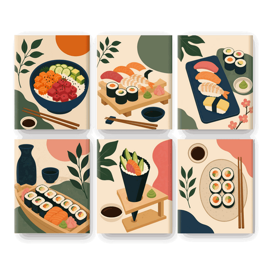 6 Mini-Gemälde | Poke Bowl Set - Malen nach Zahlen