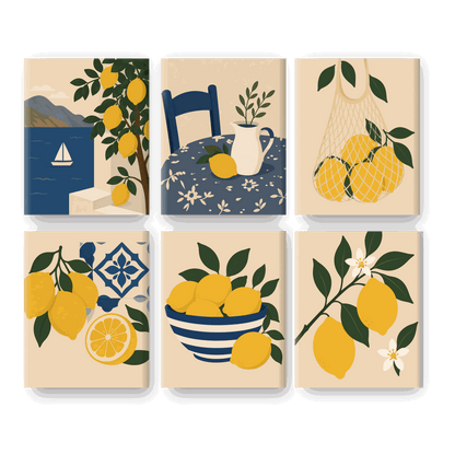 6 Mini-Gemälde | Amalfi Set - Malen nach Zahlen
