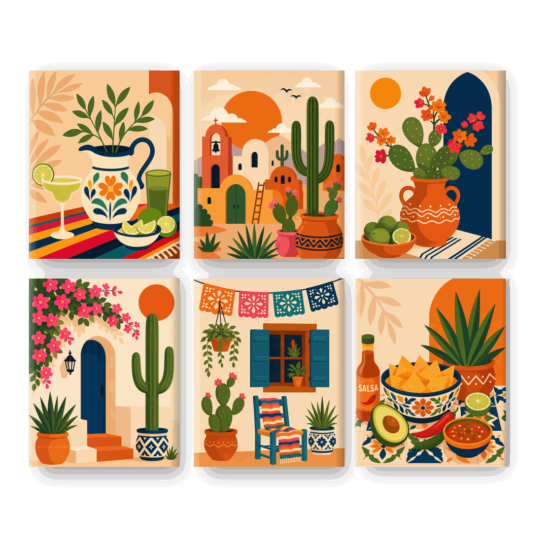 6 Mini-Gemälde | Margarita Set - Malen nach Zahlen