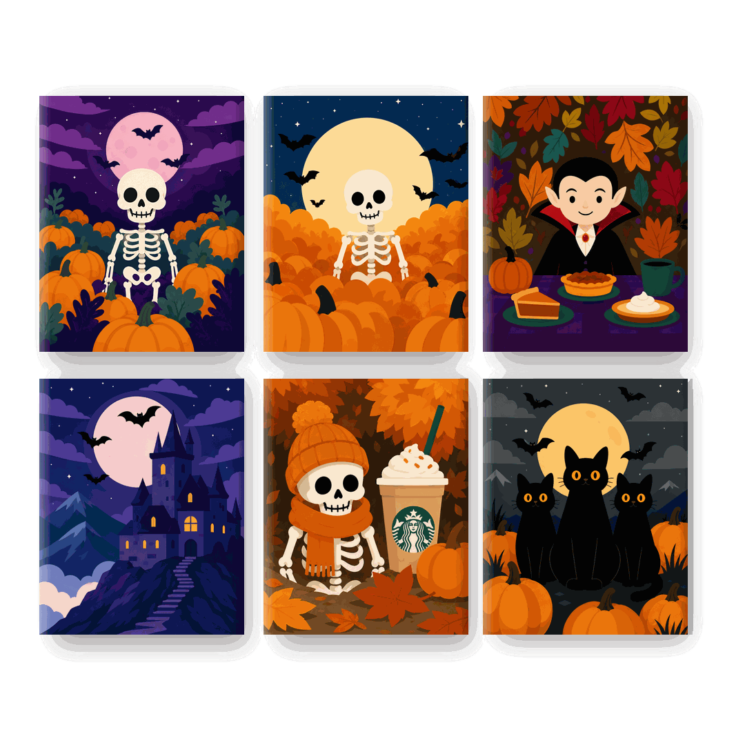 6 Mini-Gemälde | Herbstliches Spektakel Set - Malen nach Zahlen