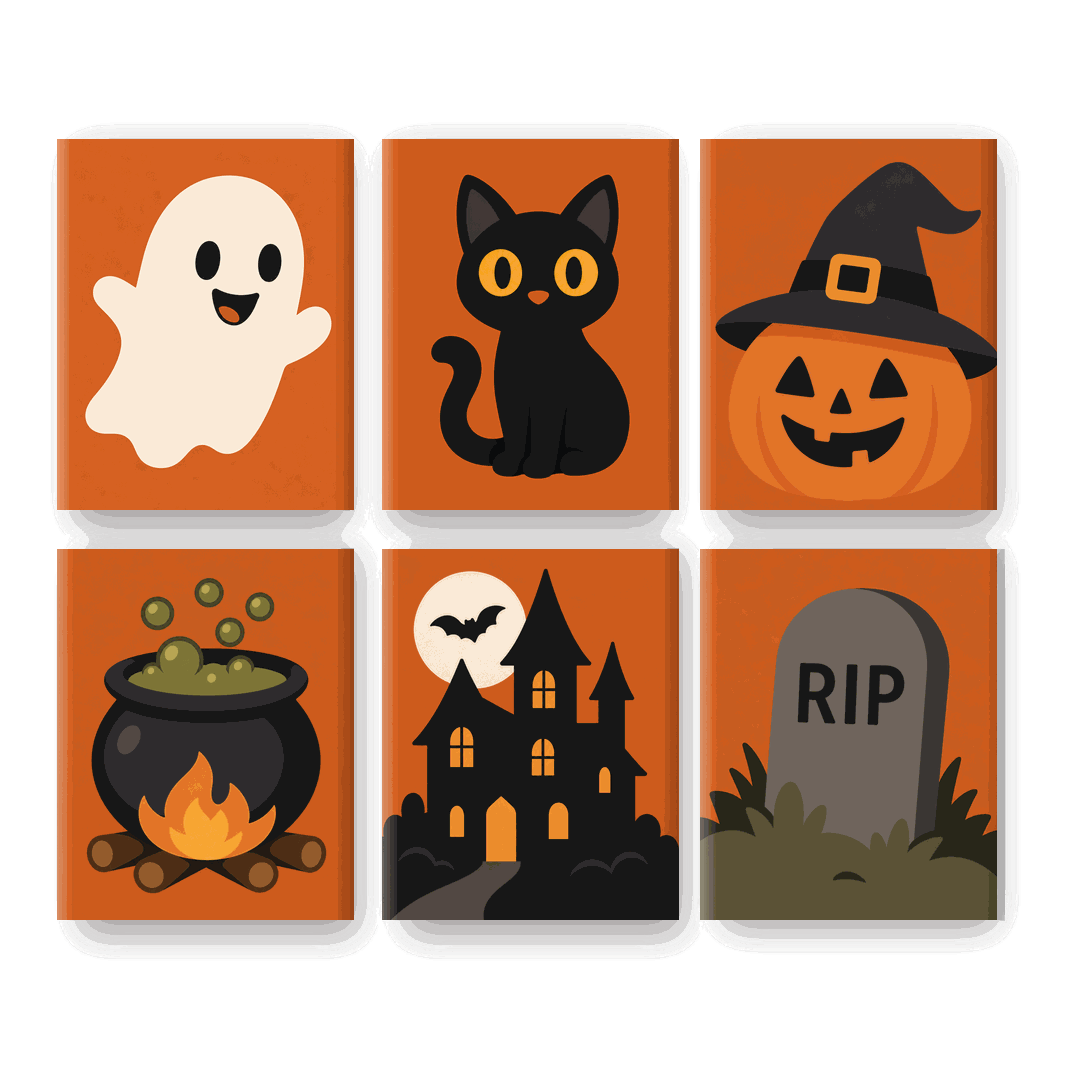 6 Mini-Gemälde | Klassisches Halloween Set - Malen nach Zahlen