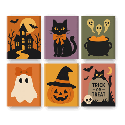 6 Mini-Gemälde | Niedliches Halloween Set - Malen nach Zahlen