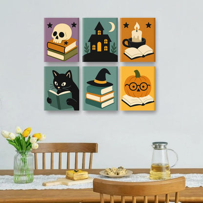 6 Mini-Gemälde | Spukbibliothek Set