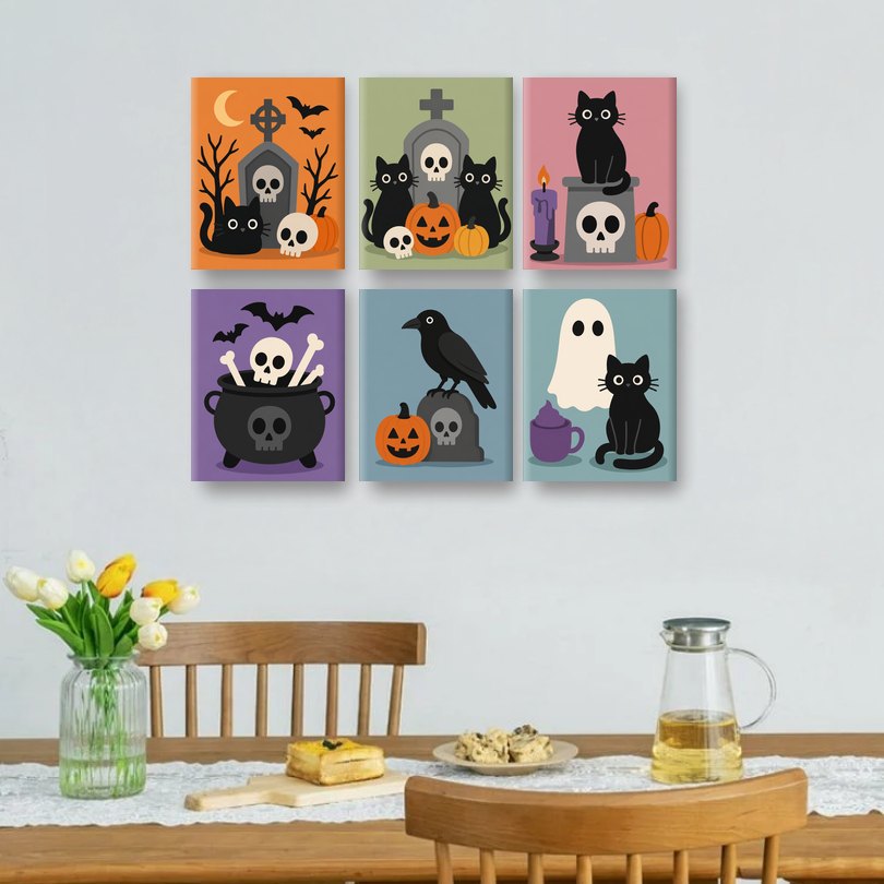 6 Mini-Gemälde | Gruselige kleine Freunde Set