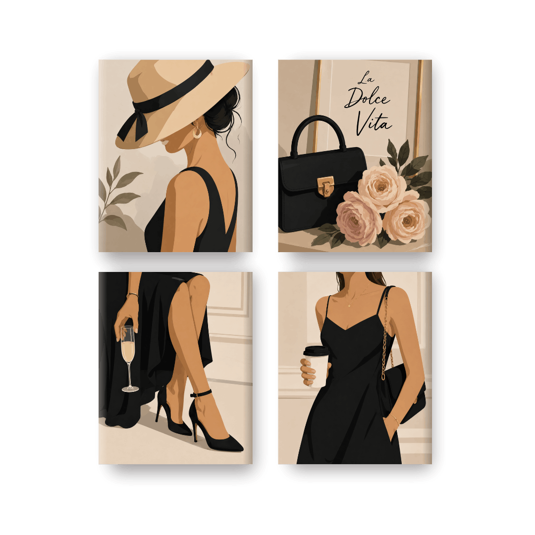 4 Mini-Gemälde | Coffee & Chic Set - Malen nach Zahlen