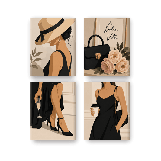 4 Mini-Gemälde | Coffee & Chic Set - Malen nach Zahlen