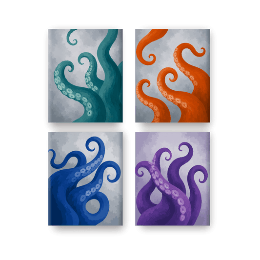 4 Mini-Gemälde | Tentakel Set - Malen nach Zahlen