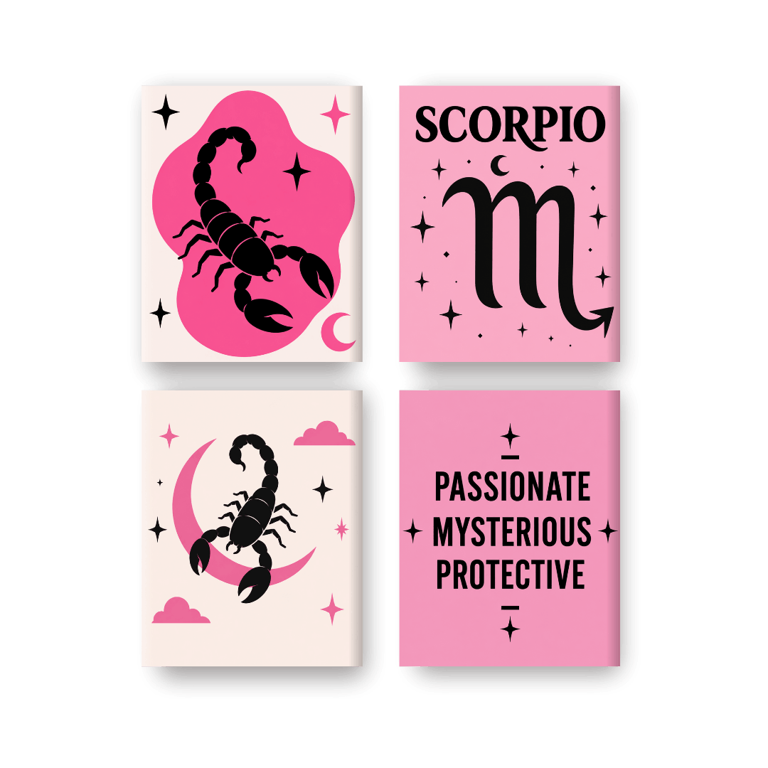 4 Mini-Gemälde | Skorpion Set - Malen nach Zahlen
